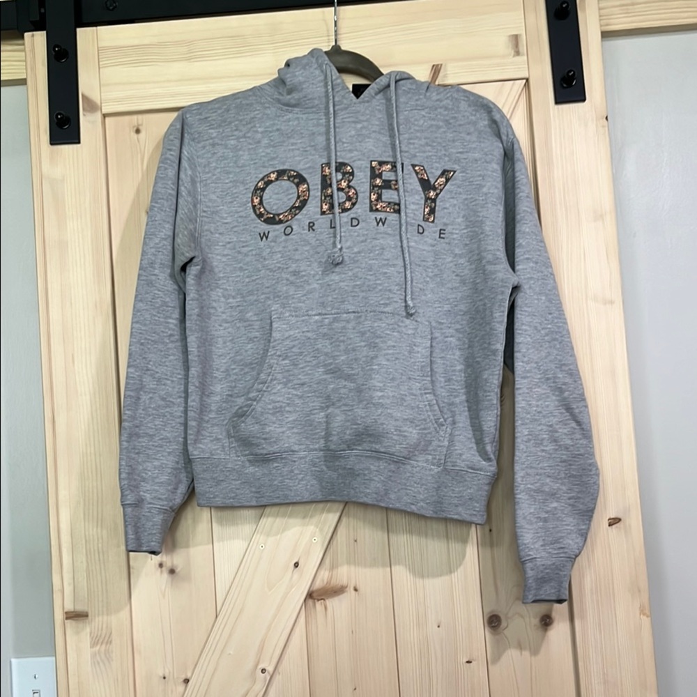 Obey Heather Gray Hoodie with Logo